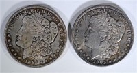 1903 & 1885 MORGAN SILVER DOLLARS, CH BU