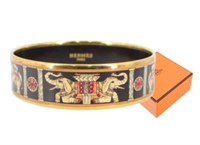 Hermes Enamel Elephant Bangle Bracelet