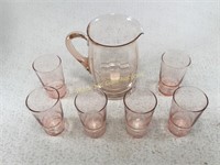 Pink Depression Glass Cups & Pitcher