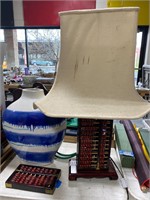 Abacus Lamp & Glazed Vase