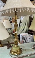 MARBLE AND BRASS LAMP W/ SHADE
