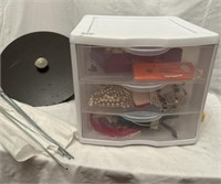 Three drawer Sterlite storage container w/contents