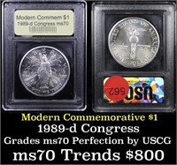 1989-d Congress Modern Commem Dollar $1 Graded ms7