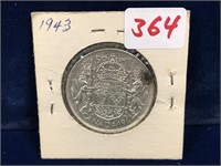 1943 Canadian Silver fifty cent piece