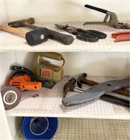 asstd tools including jig saw, elec drill, tape
