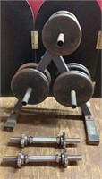 DUMBELL WEIGHTS AND RACK