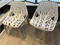 (8) Modern White Cut Out Chairs