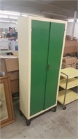 1950's Cream & Green Metal Pantry Cabinet