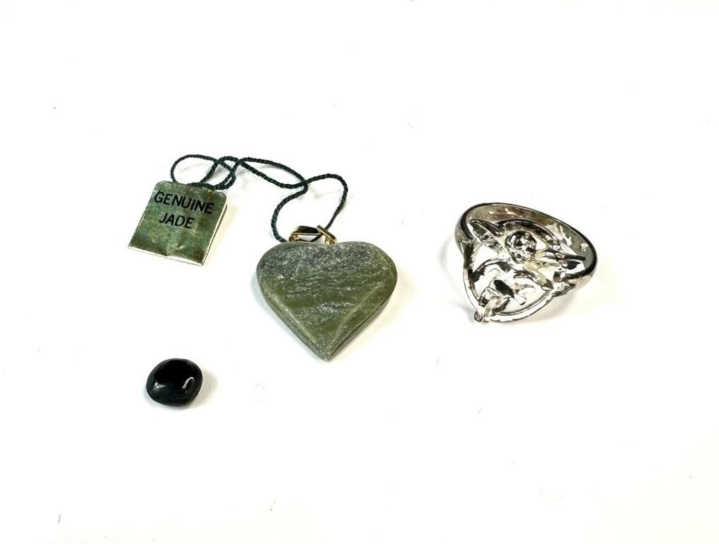 Jade Heart Necklace & Angel Ring