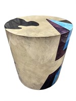 Jimeco Goat Skin Circular Pedestal End Table