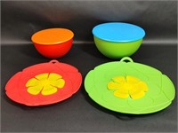 Silicone Spill Stoppers & Koziol Bowls with Lids