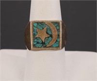 CAL STERLING SILVER CRUSHED TURQUOISE  RING