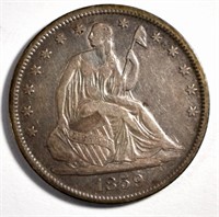 1859-O SEATED LIBERTY HALF DOLLAR, XF/AU