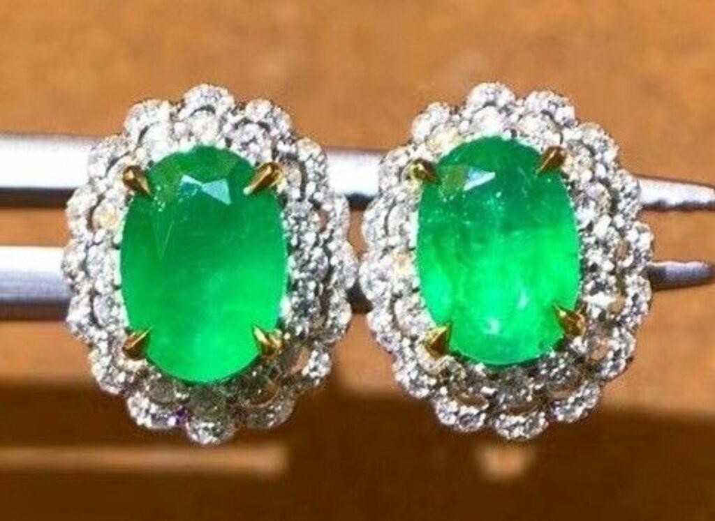1.42ct natural emerald earrings in 18K gold