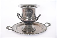 Mobil Oklahoma Award Trophy/Platter Silver Plated