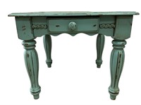 Distressed Teal End Table