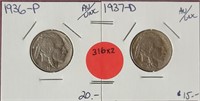 2X BID - 1936, 1937-D BUFFALO NICKELS