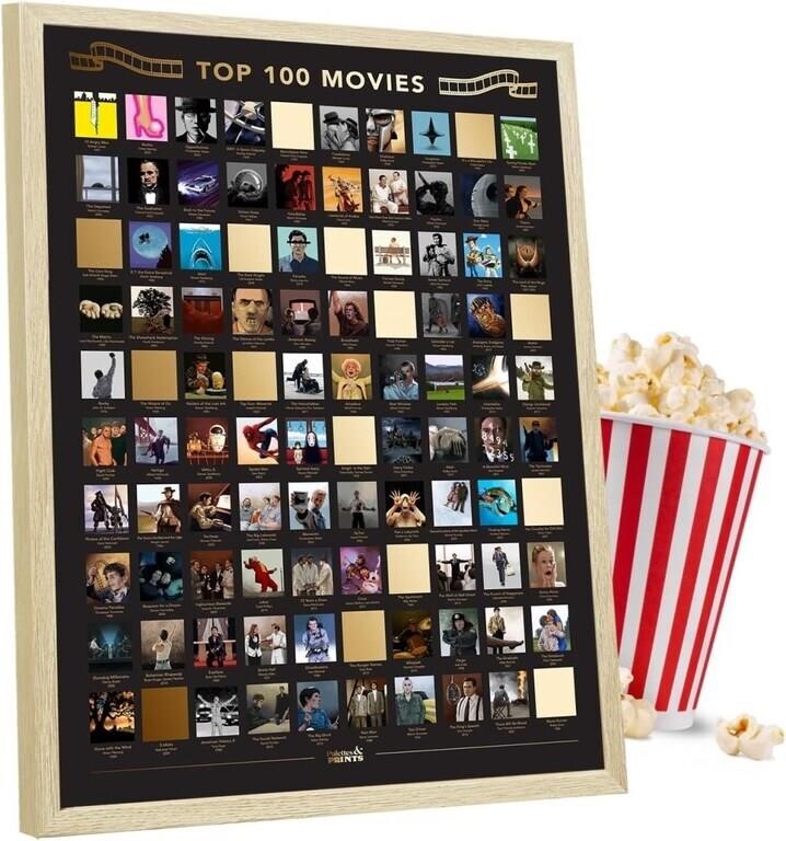 Top 100 Movies Scratch Off Poster (framed)
