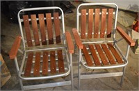 Lot of 2 Aluminum & Wood Folding Chairs