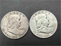 1951-P & 1951-S Franklin Silver Half Dollars