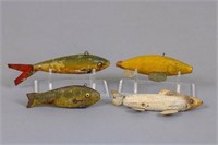 Lot of 4 Fish Spearing Decoys, Some Appear to be