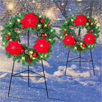 2pc 24" Christmas Cemetery Wreath Set with Easel