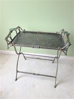 Metal and glass tray table