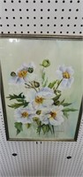 Ornate framed flower painting signed by Sr. M.