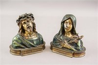 European Bronze Christ and Mary 19C