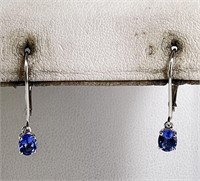 14Kt White Gold Tanzanite (STS) Leverback Earrings
