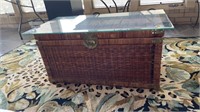 Vintage wicket trunk with glass top 36x16 inches