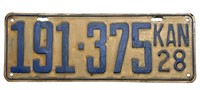 1928 Kansas License Plate