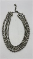 Silver Beaded Layered Necklace