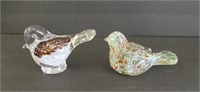 2 Small Art Glass Birds