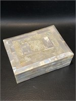 Carved Abalone & Mother of Pearl Jewelry Box
