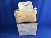 5 FABRIC STORAGE CONTAINERS W/ HANDLES