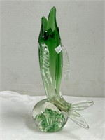 Green Glass Art Fish 10/5 inch Tall