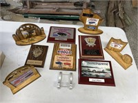 Assorted car show plaques and awards