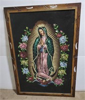 (F) Our Lady of Guadalupe Oil Painting on Velvet