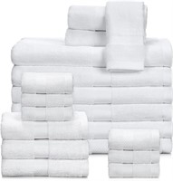 18pc White Bath Towel Set  Cotton for Spa Home