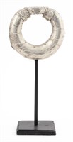 Metal Ring Sculpture on Stand