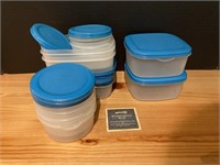 Blue Top Plastic Food Storage Containers