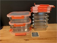 Glass Bottom Food Storage Containers w Orange