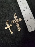 Two 14K gold filled vintage cross pendants