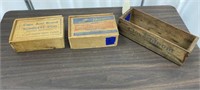 Wooden Cheese Box & 2 Wooden Cod Boxes