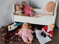 Rocking Baby Doll Cradle with Dolls, Blankets &