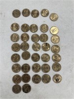 37 PRESIDENTS DOLLAR COINS