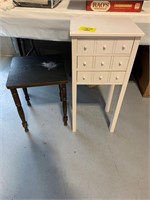 ACCENT TABLE, WHITE PRESSED WOOD 3-DRAWER CABINET