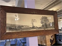 Antique oak framed print