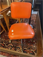 Vintage Orange Adjustable Rolling Chair